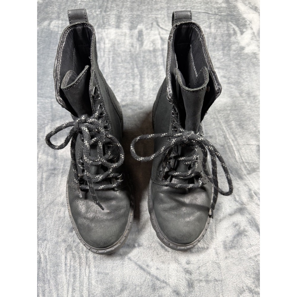 Sorel Lennox Lace Women 7 Black Leather Waterproof Combat Boots NL3700-010